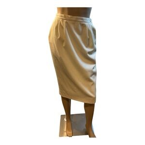 Paul Stanley Women’s Vintage Ivory Midi Pockets 100% Pure Wool Skirts Size 6